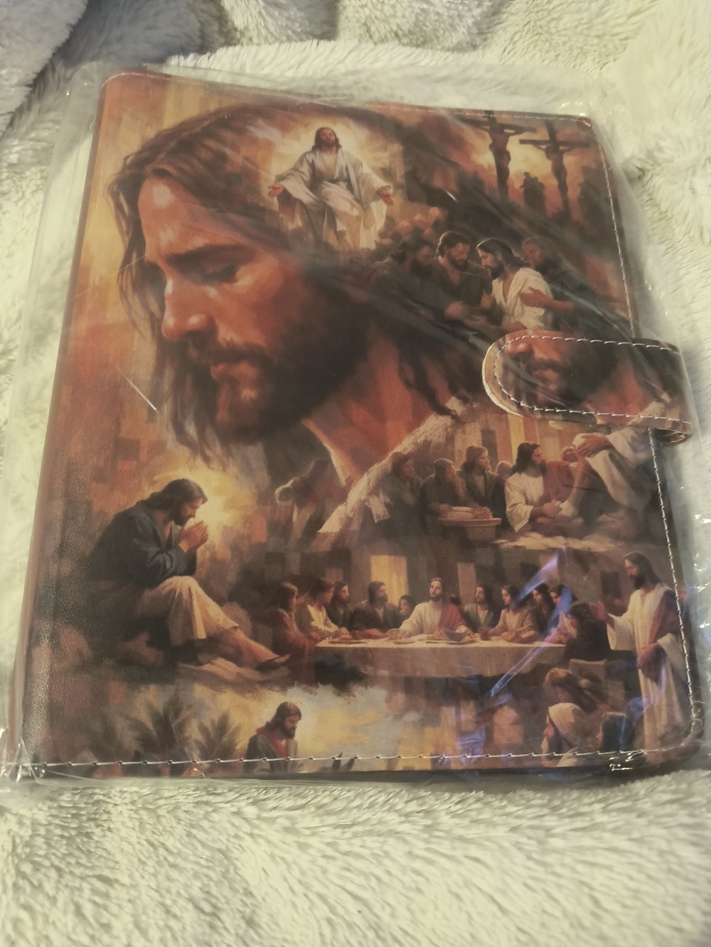 Jesus Themed Tablet Case - Warm Brown and Cream Tones. A-5 Binder
